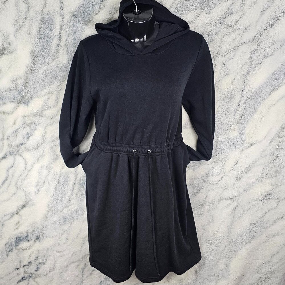 Torrid 1 1X 14-16 Black Mini Fleece Hoodie Sweatshirt Dress Drawstring Waist